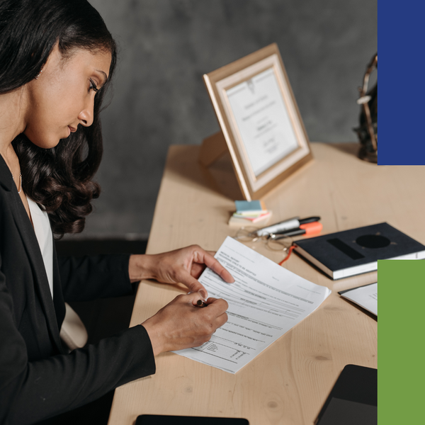 woman checking a contract